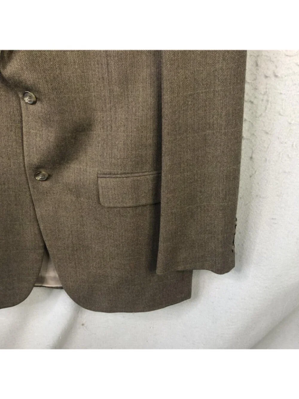 Old Money Blazer Mens 42 Long Brown Wool Herringbone Sport Coat Jacket Lauren